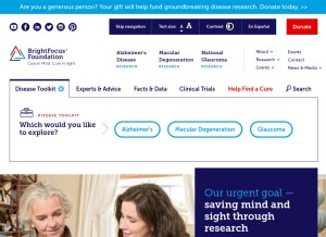 How brightfocus.org looks like on a tablet such as an iPad.