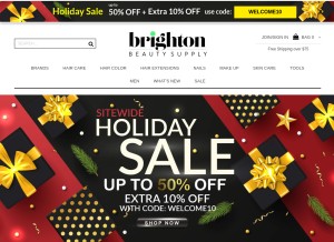 How brightonbeautysupply.com looks like on a tablet such as an iPad.