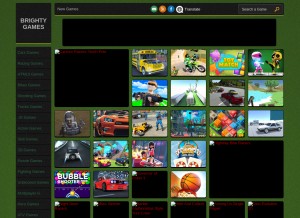 How brightygames.com looks like on a tablet such as an iPad.