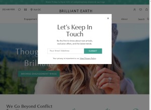 How brilliantearth.com looks like on a tablet such as an iPad.