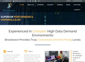 How broadwave.com looks like on a tablet such as an iPad.