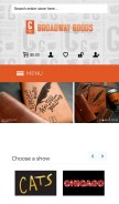 How broadwaymerchandiseshop.com looks like on a mobile device such as an iPhone.