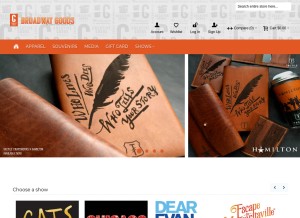 How broadwaymerchandiseshop.com looks like on a tablet such as an iPad.