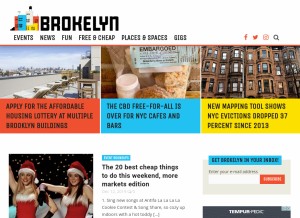 How brokelyn.com looks like on a tablet such as an iPad.