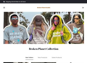 How brokenplanethoodie.com looks like on a tablet such as an iPad.