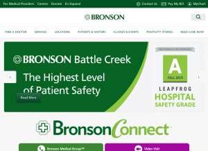 How bronsonhealth.com looks like on a tablet such as an iPad.