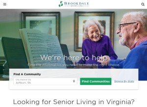 How brookdale.com looks like on a tablet such as an iPad.
