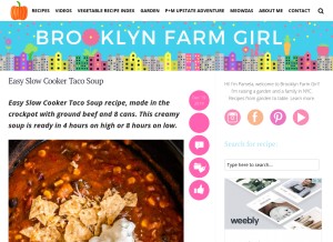 How brooklynfarmgirl.com looks like on a tablet such as an iPad.