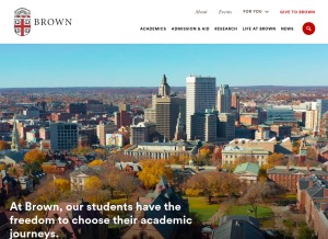 How brown.edu looks like on a tablet such as an iPad.