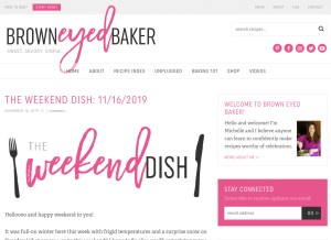 How browneyedbaker.com looks like on a tablet such as an iPad.