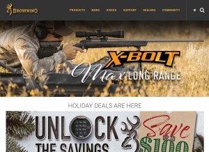How browning.com looks like on a tablet such as an iPad.
