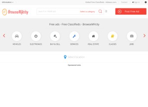 How browsemycity.com looks like on a tablet such as an iPad.