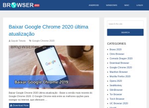 How browser2020.com looks like on a tablet such as an iPad.