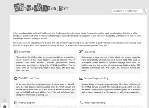 How browserleaks.com looks like on a tablet such as an iPad.