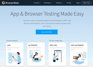 How browserstack.com looks like on a tablet such as an iPad.