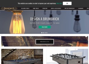 How brunswickbilliards.com looks like on a tablet such as an iPad.