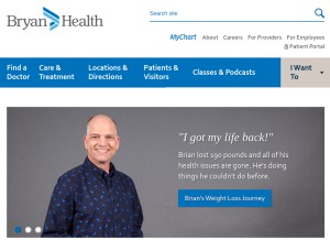How bryanhealth.org looks like on a tablet such as an iPad.
