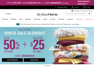 How brylanehome.com looks like on a tablet such as an iPad.