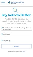 How bswhealth.com looks like on a mobile device such as an iPhone.
