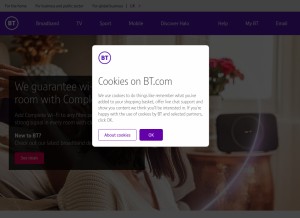 How bt.com looks like on a tablet such as an iPad.