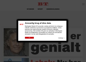How bt.dk looks like on a tablet such as an iPad.