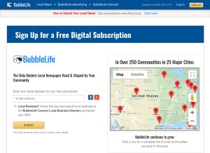 How bubblelife.com looks like on a tablet such as an iPad.