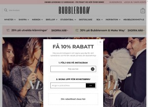 How bubbleroom.se looks like on a tablet such as an iPad.