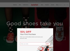 How bucketfeet.com looks like on a tablet such as an iPad.