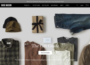How buckmason.com looks like on a tablet such as an iPad.