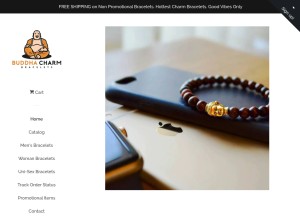 How buddhacharmbracelets.com looks like on a tablet such as an iPad.