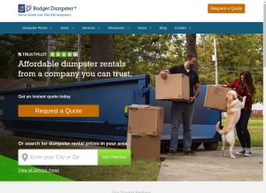 How budgetdumpster.com looks like on a tablet such as an iPad.