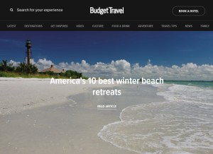 How budgettravel.com looks like on a tablet such as an iPad.