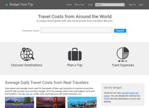 How budgetyourtrip.com looks like on a tablet such as an iPad.