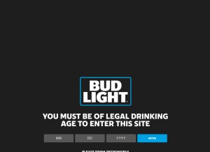 How budlight.com looks like on a tablet such as an iPad.