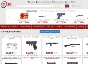 How budsgunshop.com looks like on a tablet such as an iPad.