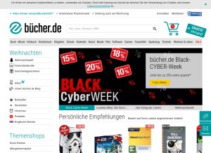 How buecher.de looks like on a tablet such as an iPad.