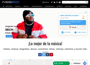 How buenamusica.com looks like on a tablet such as an iPad.