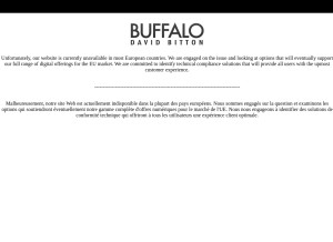 How buffalojeans.com looks like on a tablet such as an iPad.