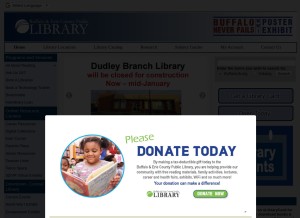How buffalolib.org looks like on a tablet such as an iPad.