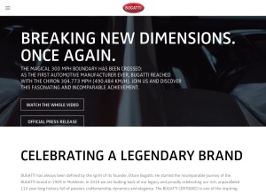 How bugatti.com looks like on a tablet such as an iPad.