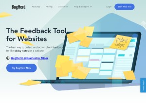 How bugherd.com looks like on a tablet such as an iPad.