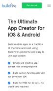 How buildfire.com looks like on a mobile device such as an iPhone.