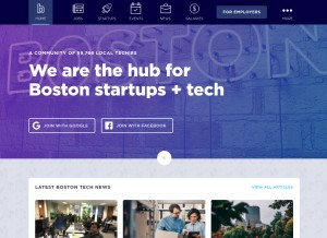 How builtinboston.com looks like on a tablet such as an iPad.