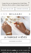 How bulgari.com looks like on a mobile device such as an iPhone.