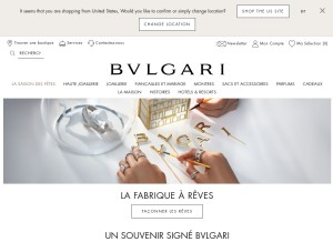 How bulgari.com looks like on a tablet such as an iPad.
