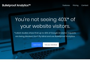 How bulletproof-analytics.com looks like on a tablet such as an iPad.