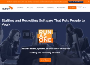 How bullhorn.com looks like on a tablet such as an iPad.