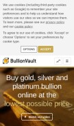 How bullionvault.com looks like on a mobile device such as an iPhone.