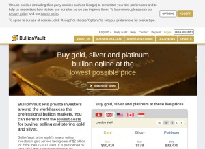 How bullionvault.com looks like on a tablet such as an iPad.