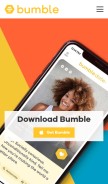 How bumble.com looks like on a mobile device such as an iPhone.